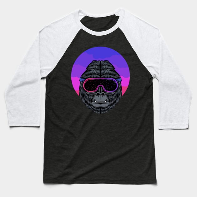 Gorilla Ski Mask Baseball T-Shirt by puffstuff